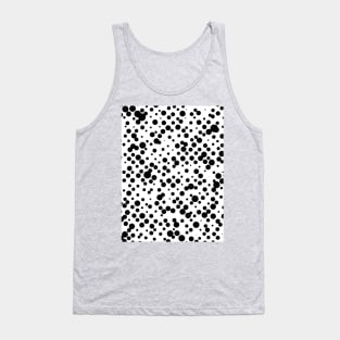 Black, chaotic dots, circles on white background Tank Top